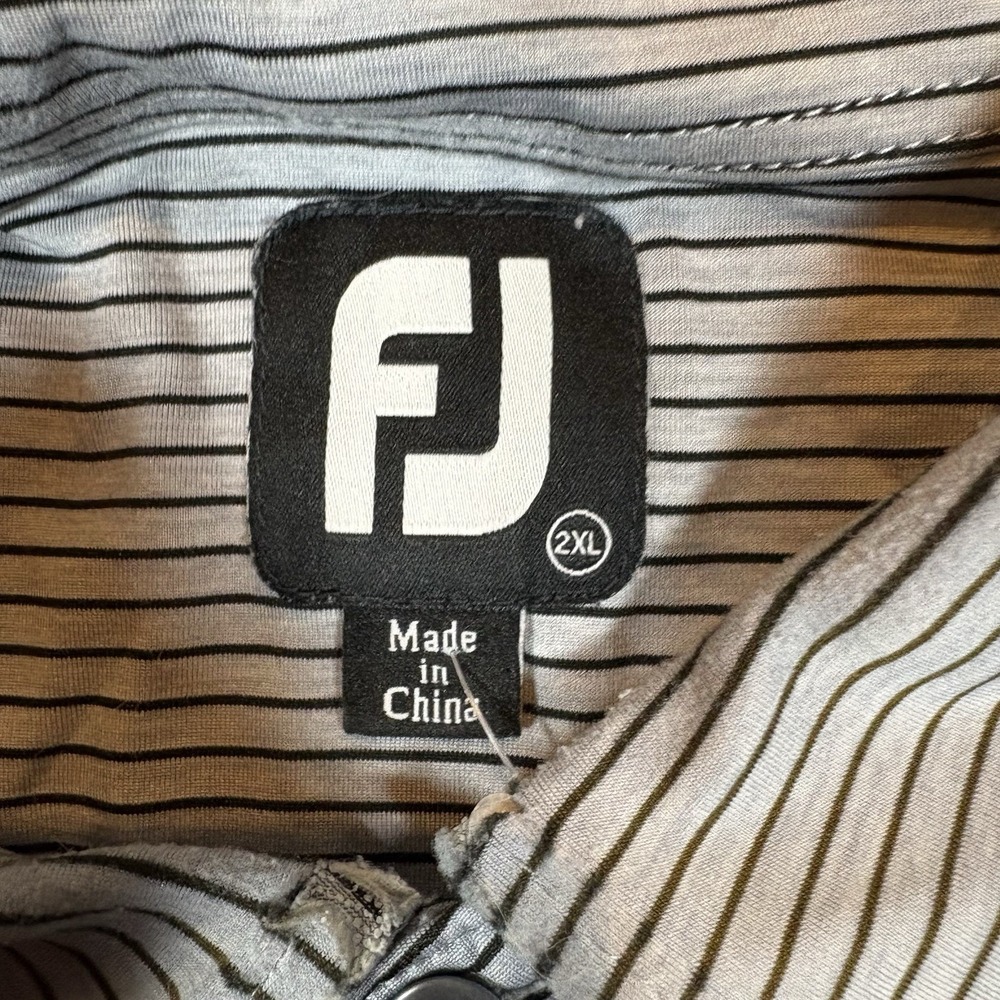 FootJoy FJ Golf Polo Shirt Mens 2XL Golf Striped Black Gray